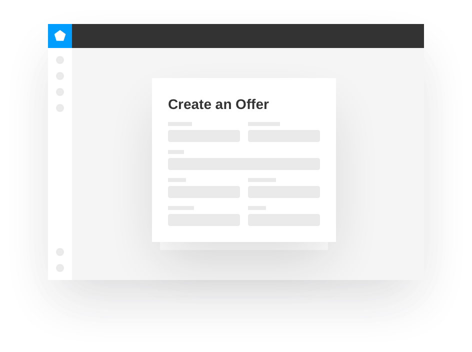 Screen showing a page that says create an offer