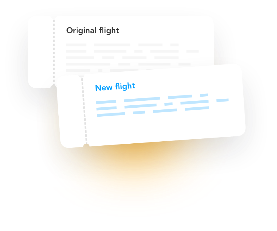 Shows an original ticket and then new ticket offer